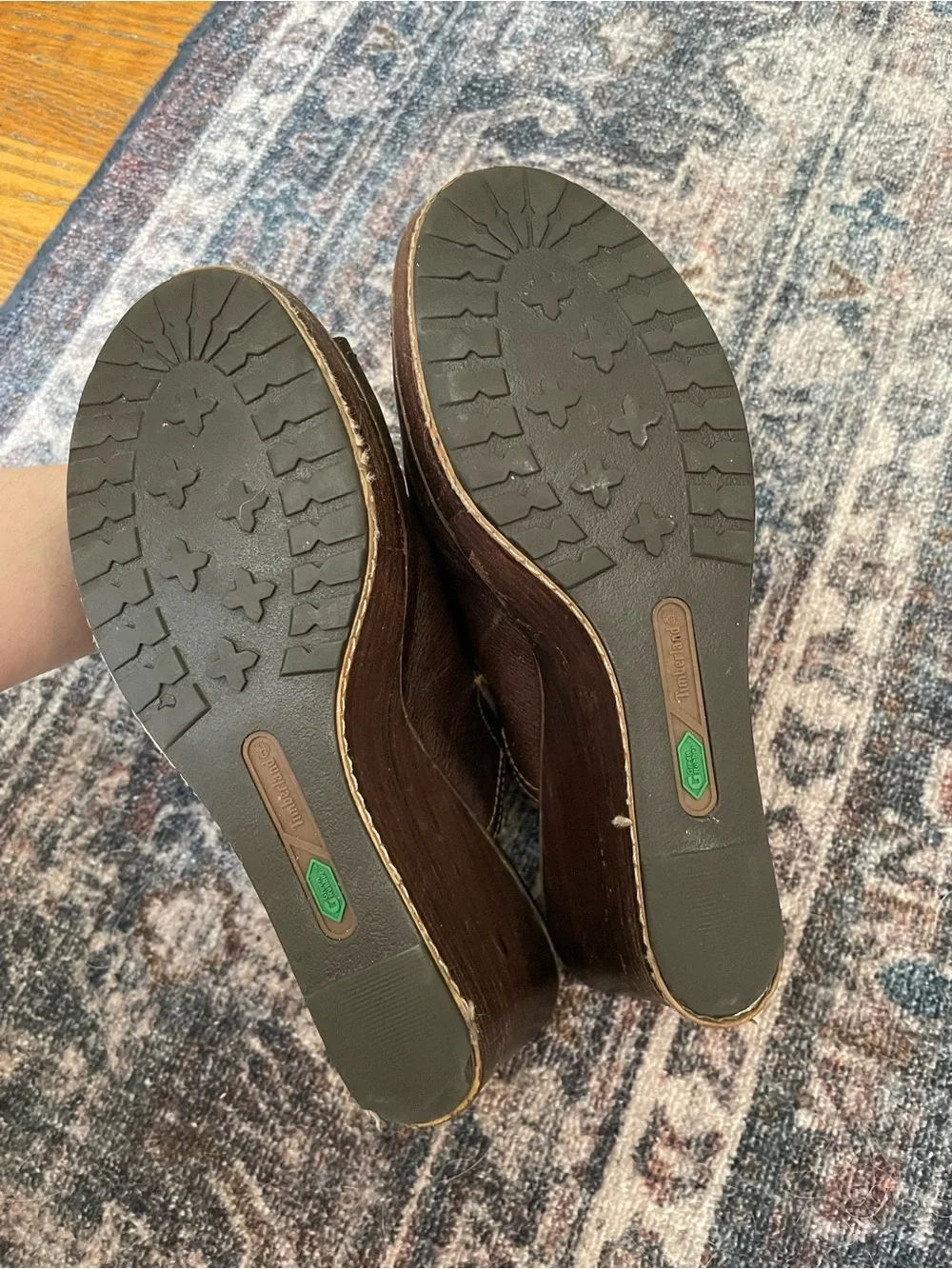 Leather wedge heels